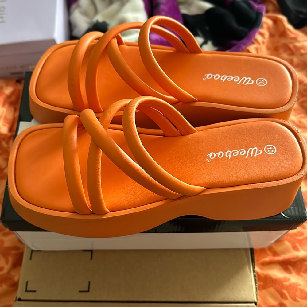 Orange platform sandal